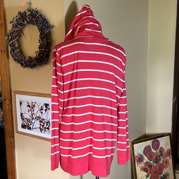 RALPH LAUREN Jeans Company Size XL 
Buttonfront Hoodie 100% Cotton Striped VNeck - Picture 6 of 14